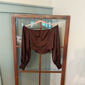SHEIN Brown Off-the-Shoulder Blouse – Size Small